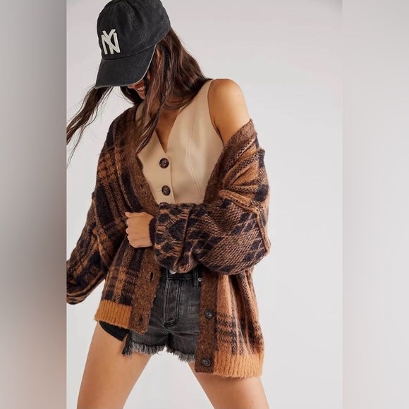 🔖 FREE PEOPLE NWT Birchwood Sepia Brown Cardigan y2k - Picture 2 of 15